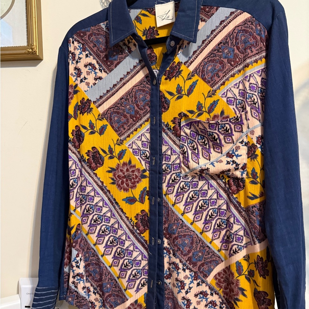 Vibrant Patchwork Button Down Shirt